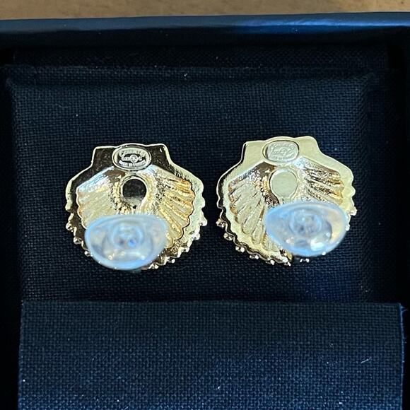 RARE CHANEL 23C Gold & Crystal Earrings – Elegant Statement Piece - Picture 5 of 5